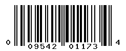 UPC barcode number 009542011734