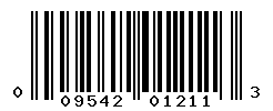UPC barcode number 009542012113