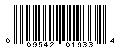UPC barcode number 009542019334