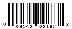 UPC barcode number 009542021832