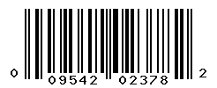 UPC barcode number 009542023782