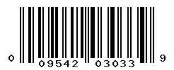 UPC barcode number 009542030339