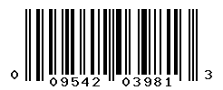 UPC barcode number 009542039813
