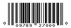 UPC barcode number 009789270000