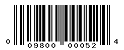 UPC barcode number 009800000524