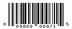 UPC barcode number 009800000715