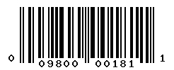 UPC barcode number 009800001811