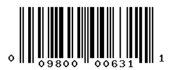 UPC barcode number 009800006311
