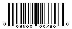 UPC barcode number 009800007608