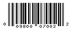 UPC barcode number 009800070022