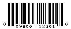 UPC barcode number 009800123018