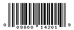 UPC barcode number 009800142019