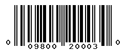 UPC barcode number 009800200030