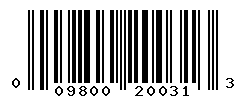 UPC barcode number 009800200313