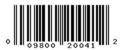 UPC barcode number 009800200412