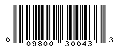 UPC barcode number 009800300433