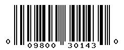 UPC barcode number 009800301430