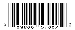 UPC barcode number 009800570072