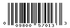 UPC barcode number 009800570133