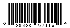 UPC barcode number 009800571154