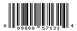 UPC barcode number 009800571314