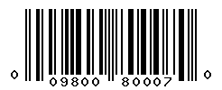 UPC barcode number 009800800070