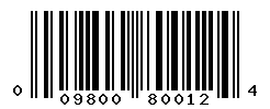 UPC barcode number 009800800124