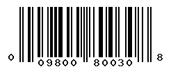 UPC barcode number 009800800308