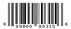 UPC barcode number 009800803156