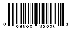 UPC barcode number 009800820061