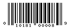 upc 010181000089 barcode image