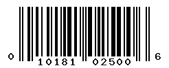 UPC barcode number 010181025006