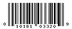 UPC barcode number 010181033209