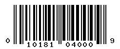 UPC barcode number 010181040009