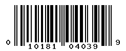 UPC barcode number 010181040399