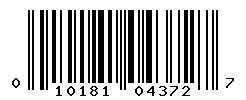 UPC barcode number 010181043727