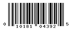 UPC barcode number 010181043925