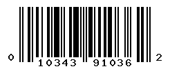 UPC barcode number 010343910362