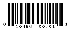 UPC barcode number 010486007011