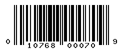 UPC barcode number 010768000709