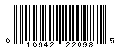UPC 010942220985 barcode image