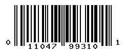 UPC 011047993101 barcode image