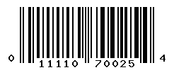 UPC barcode number 011110700254