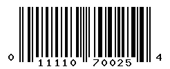 UPC barcode 011110700254