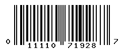 UPC barcode number 011110719287