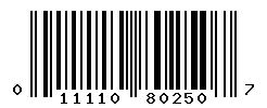 UPC barcode number 011110802507