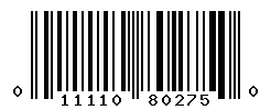 UPC barcode number 011110802750