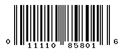 UPC barcode number 011110858016