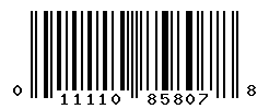 UPC barcode number 011110858078