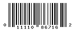 UPC barcode number 011110867162